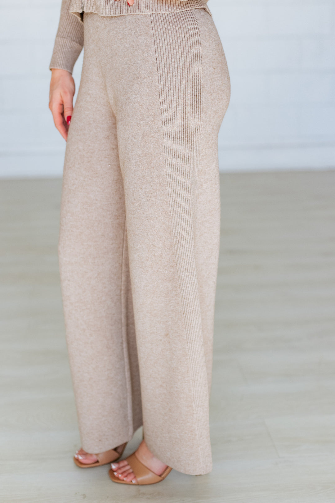 RIBBED KNIT LOUNGE PANT- OATMEAL