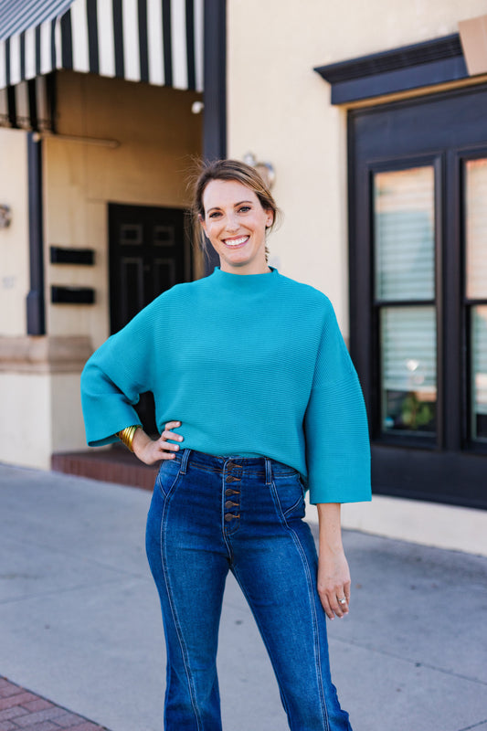 EASY STREET PULLOVER SWEATER TEAL