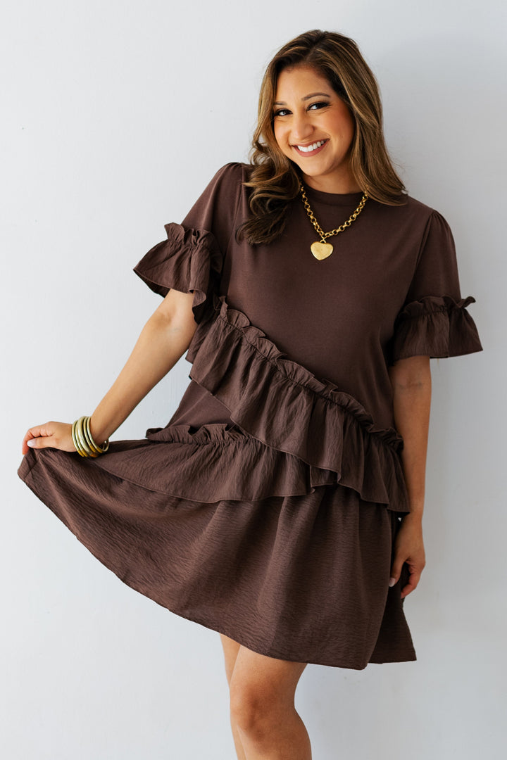 COCOA RUFFLE TRIM MINI DRESS