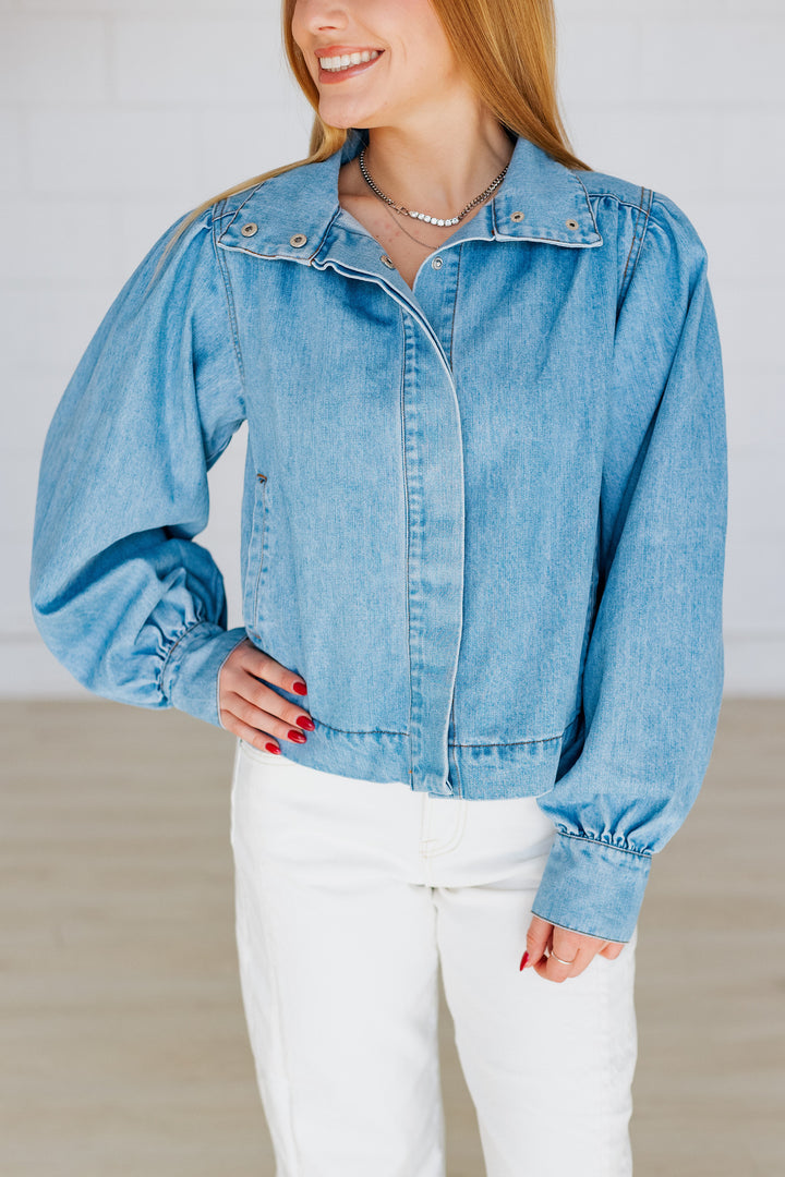 FIONA FLARE SLEEVE LIGHT DENIM JACKET