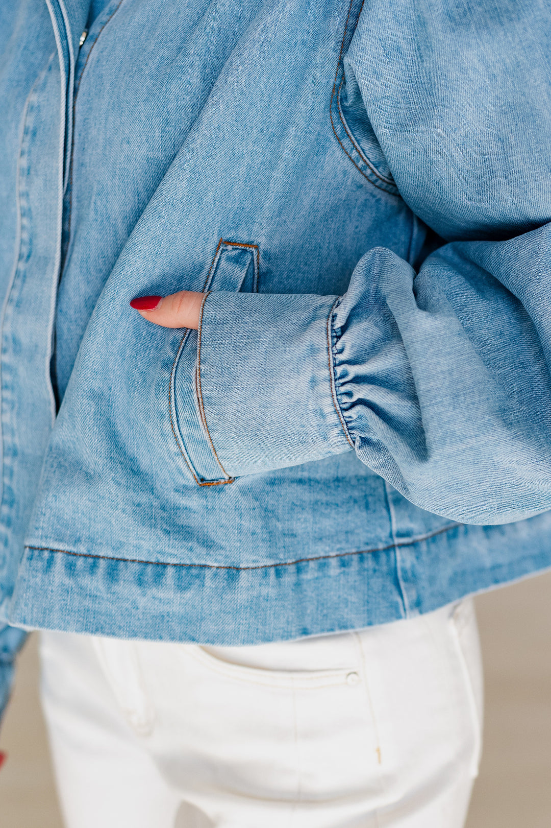 FIONA FLARE SLEEVE LIGHT DENIM JACKET