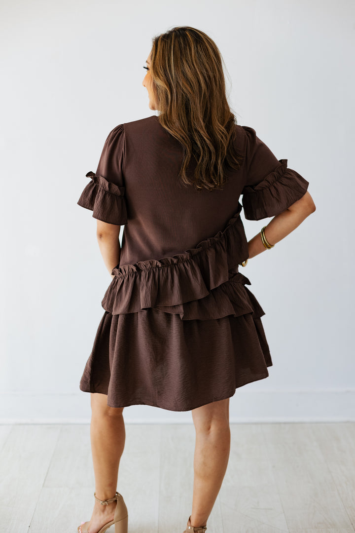COCOA RUFFLE TRIM MINI DRESS