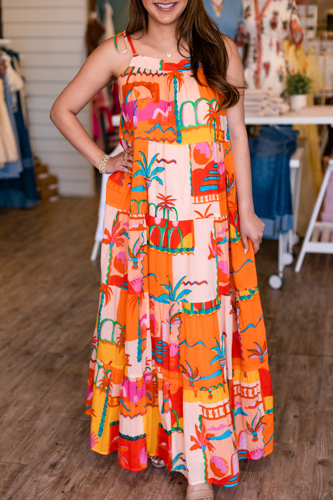 HAWAIIAN ORANGE MAXI DRESS
