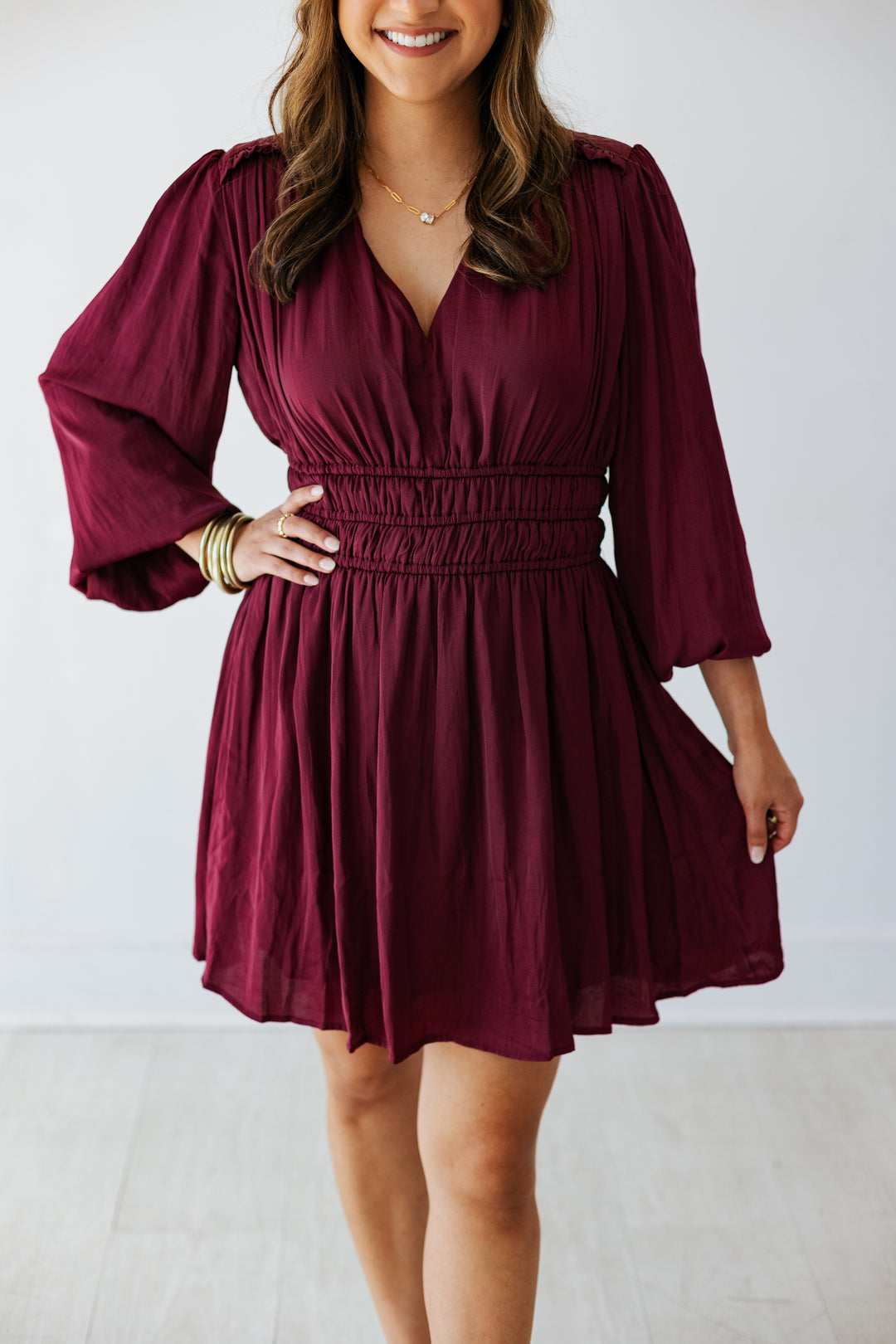 DARK WINE LONGSLEEVE MINI DRESS