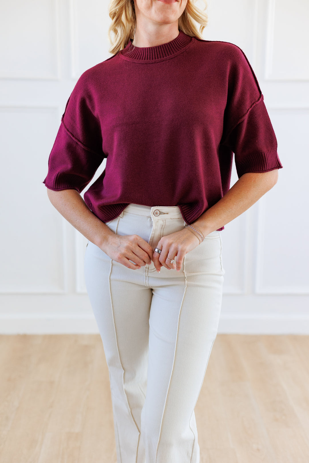 MULBERRY MOOD SHORT SLEEVE SWEATER