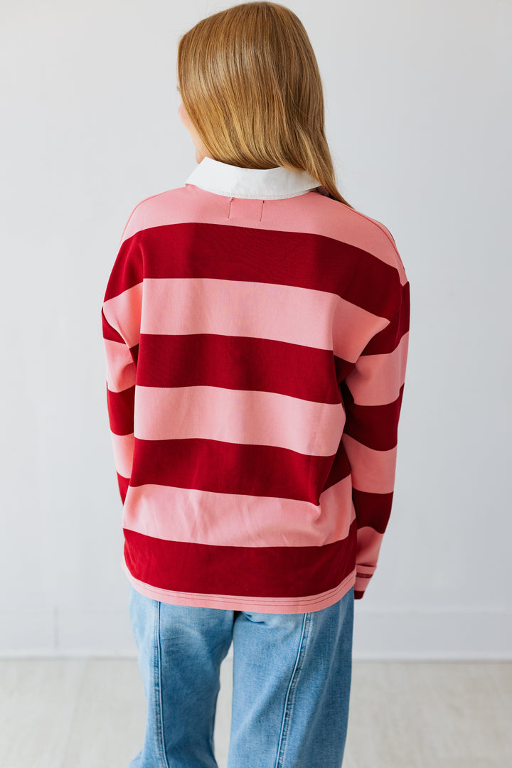 PINK RUGBY POLO LONGSLEEVE TOP
