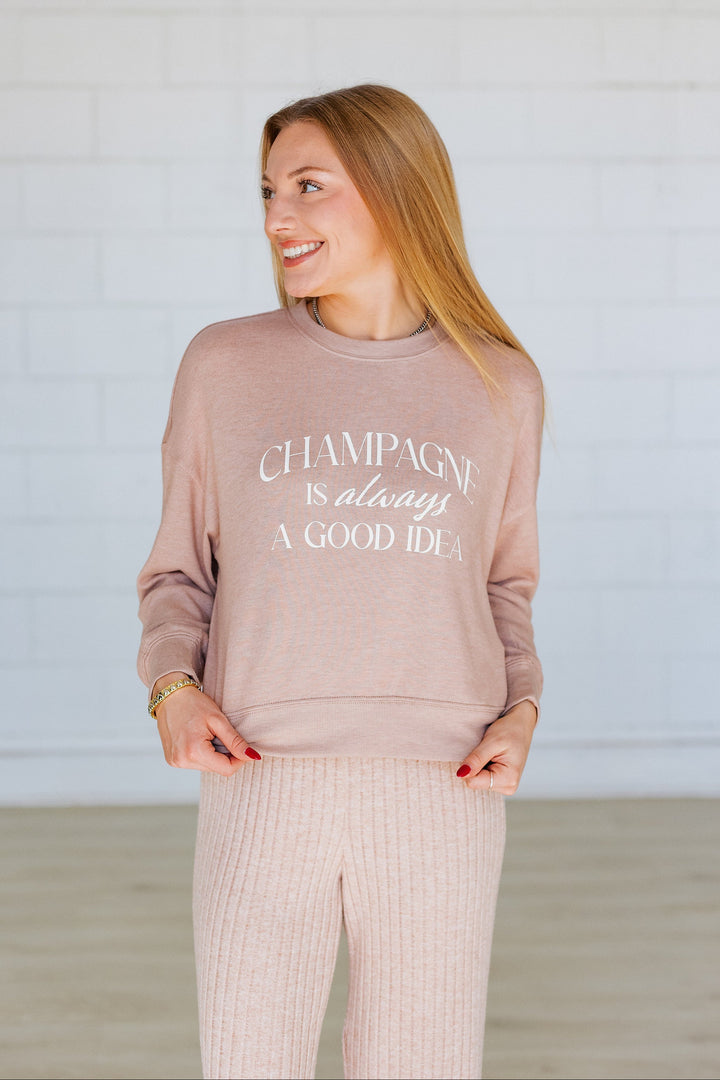 Z SUPPLY: "CHAMPAGNE IS ALWAYS A GOOD IDEA" LONGSLEEVE TOP