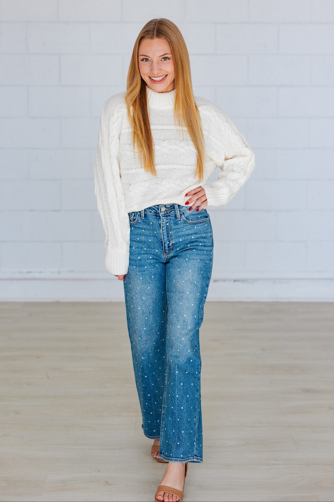 HIGHRISE RHINESTONE VINTAGE STRAIGHT JEAN