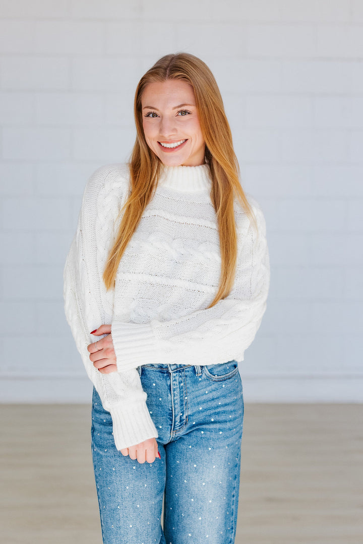 Z SUPPLY: ARCTIC CABLE SWEATER- WARM WHITE