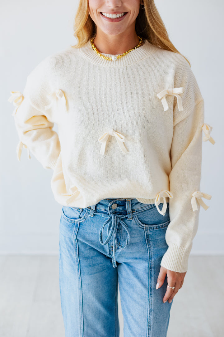 SIERRA BOW SWEATER- CREAM