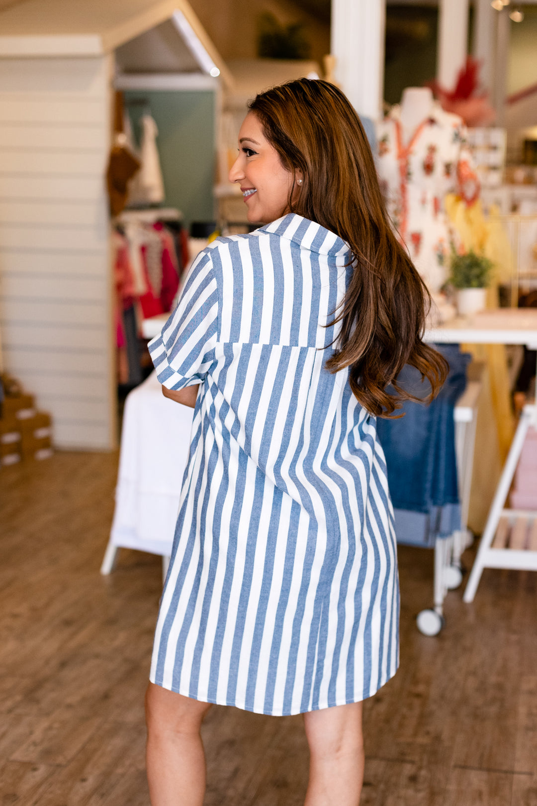 EASY STRIPED MINI DRESS- NAVY