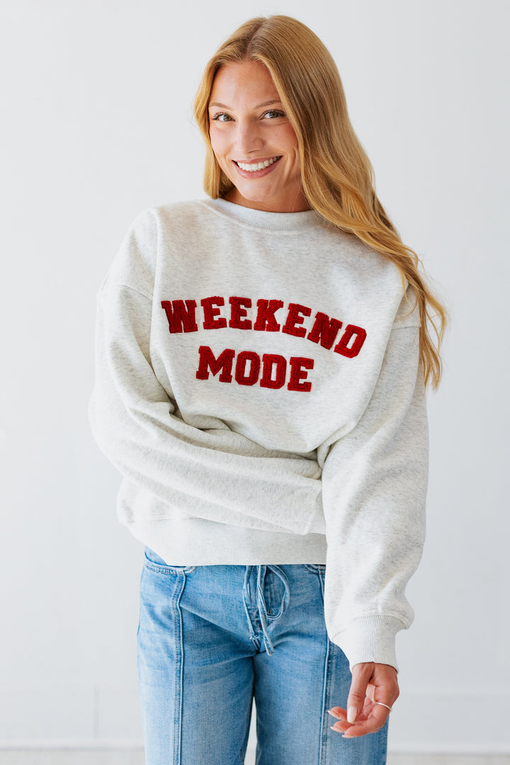 WEEKEND MODE SWEATSHIRT- HEATHER GRAY
