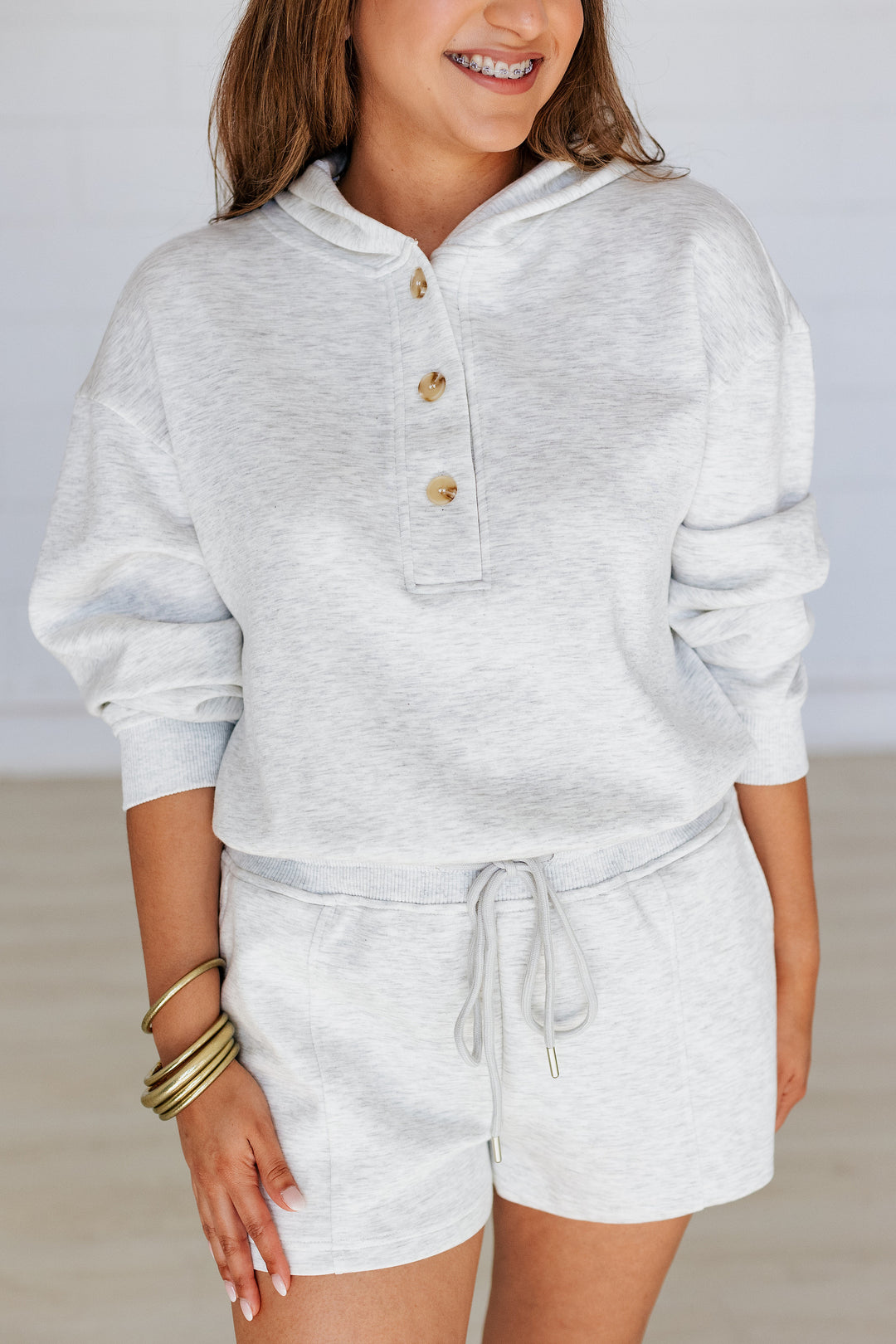MARL GREY COZY HOODIE ROMPER
