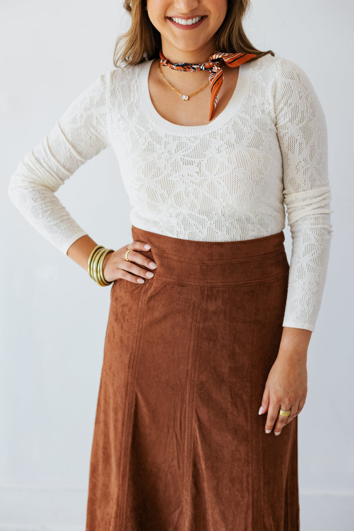 Z SUPPLY: TIBI SCOOP MESH SWEATER TOP- CRYSTAL