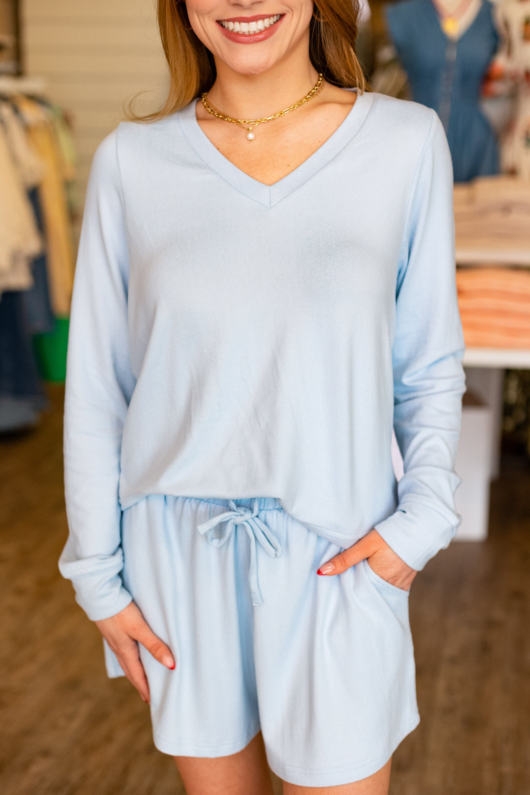 CARLY LOUNGE SHORT SET- BLUE