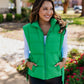 SIDE TIE PUFFER VEST / KELLY GREEN