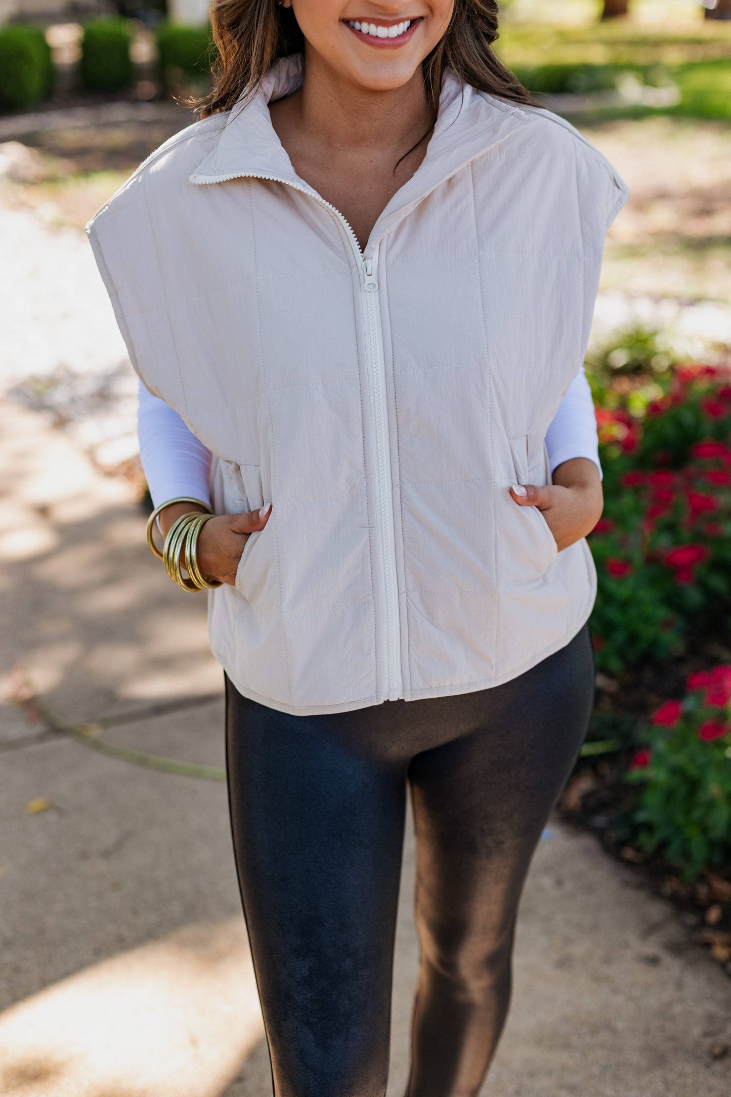 LUCY QUILTED VEST / CREAM