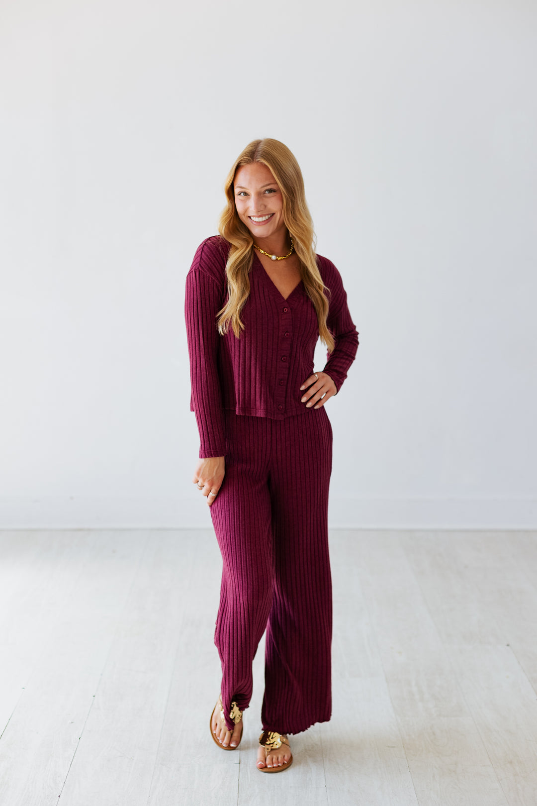 Z SUPPLY: MARA SILKY RIB CARDIGAN- MERLOT