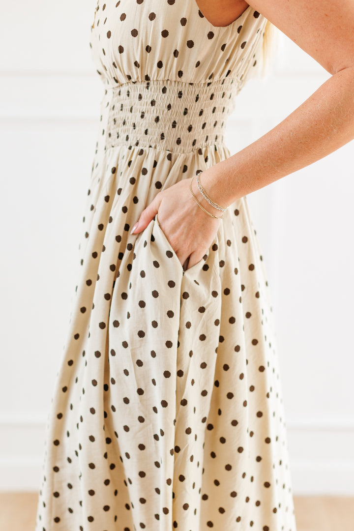 DARLING DOT ZIP UP MIDI DRESS