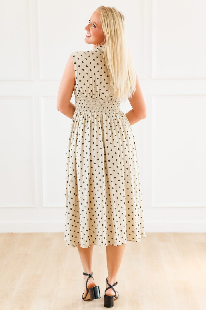 DARLING DOT ZIP UP MIDI DRESS