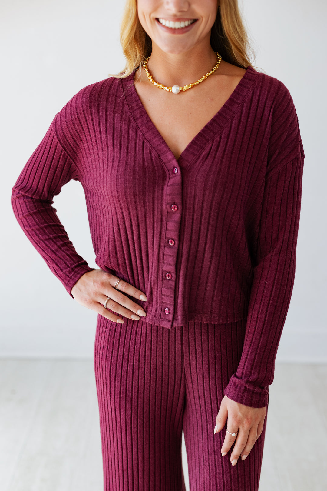 Z SUPPLY: MARA SILKY RIB CARDIGAN- MERLOT