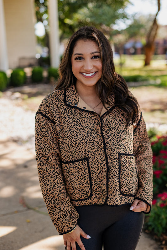 ANIMAL PRINT QUILTED JACKET