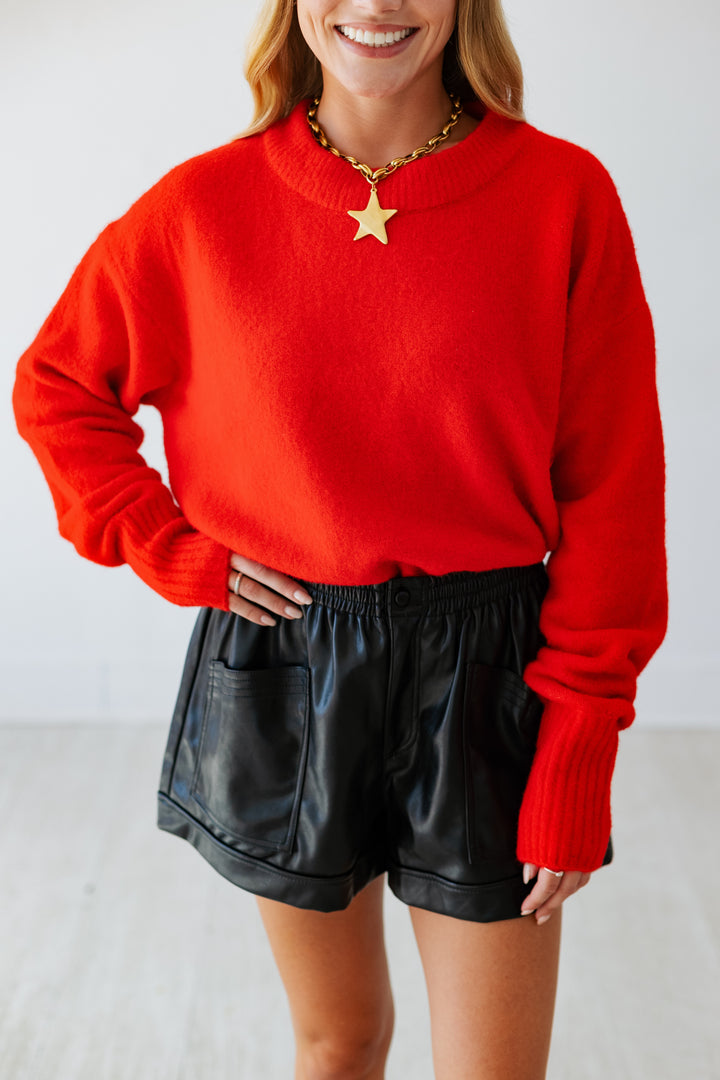 JULIEN COZY KNIT SWEATER- RED