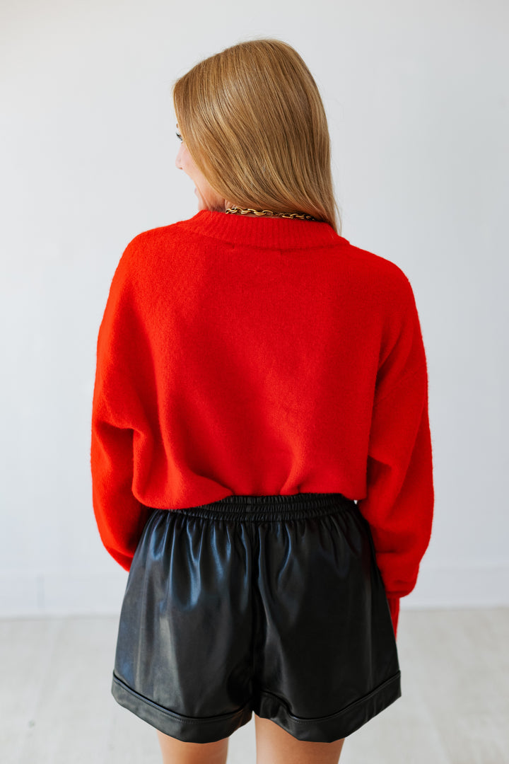 JULIEN COZY KNIT SWEATER- RED