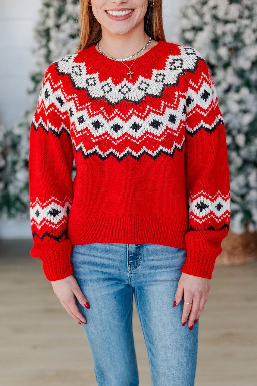 Z SUPPLY: ADORNMENT SWEATER- FESTIVE RED