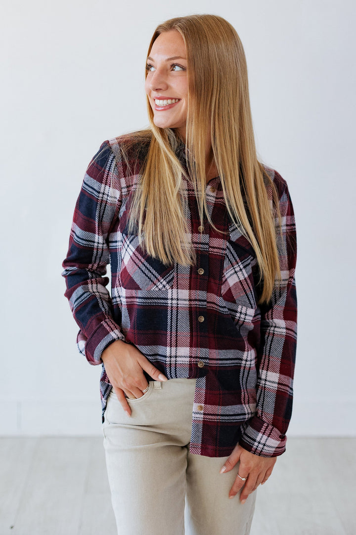 THREAD & SUPPLY: CASSIAN BUTTON UP SHIRT- RUBY PLAID