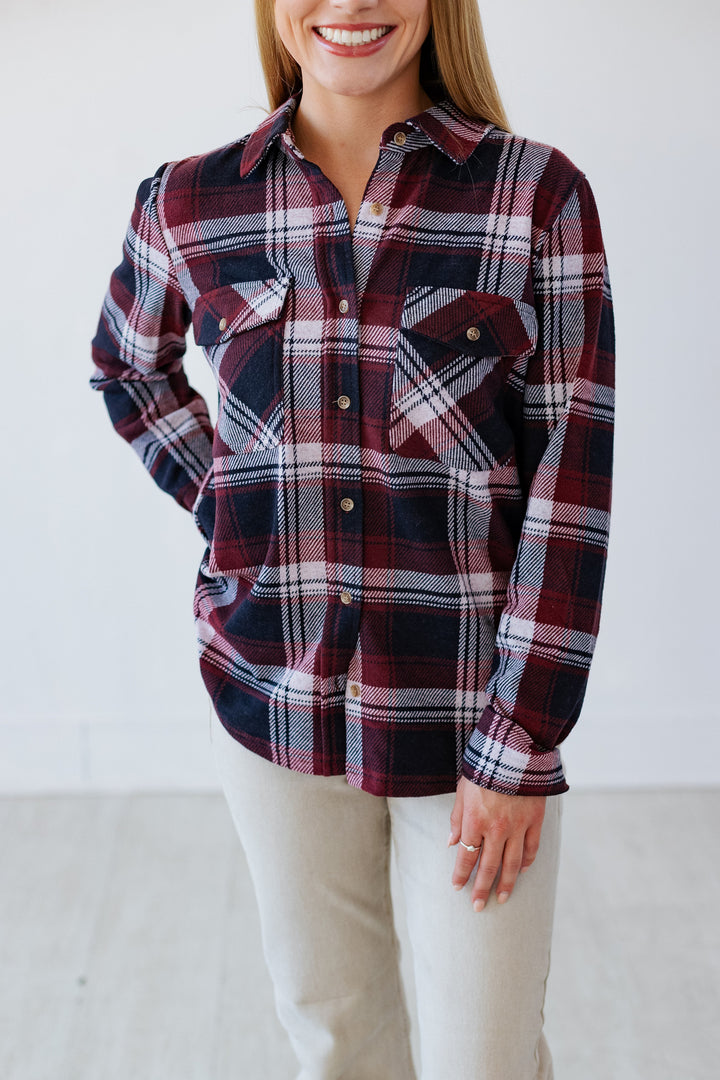 THREAD & SUPPLY: CASSIAN BUTTON UP SHIRT- RUBY PLAID