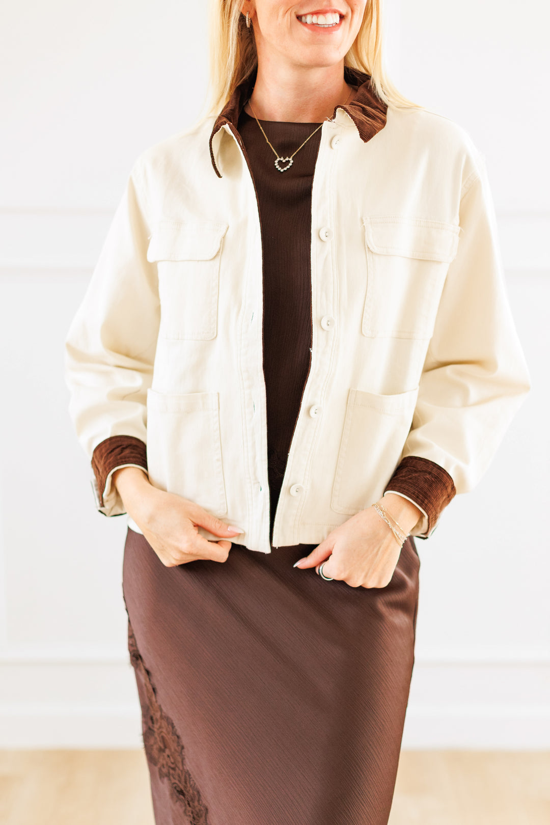 COTTON TWILL BARN JACKET - IVORY