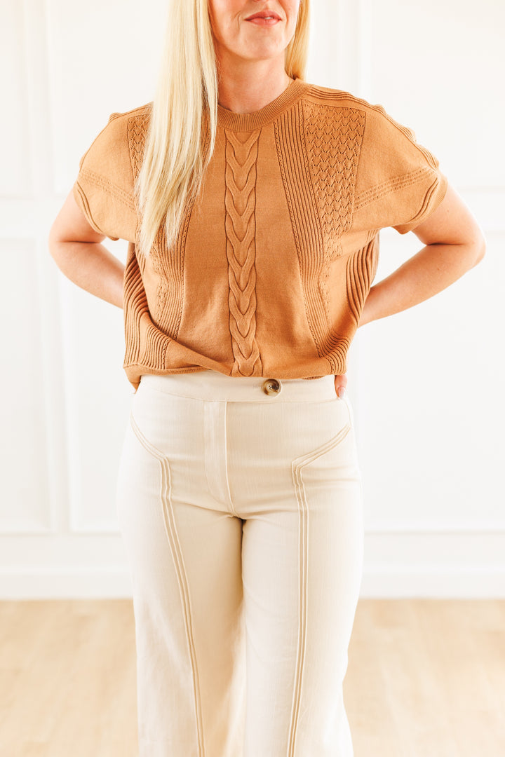 CAMEL DROP SLEEVE SWEATER