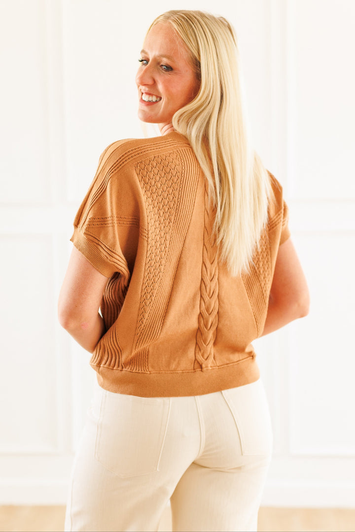 CAMEL DROP SLEEVE SWEATER