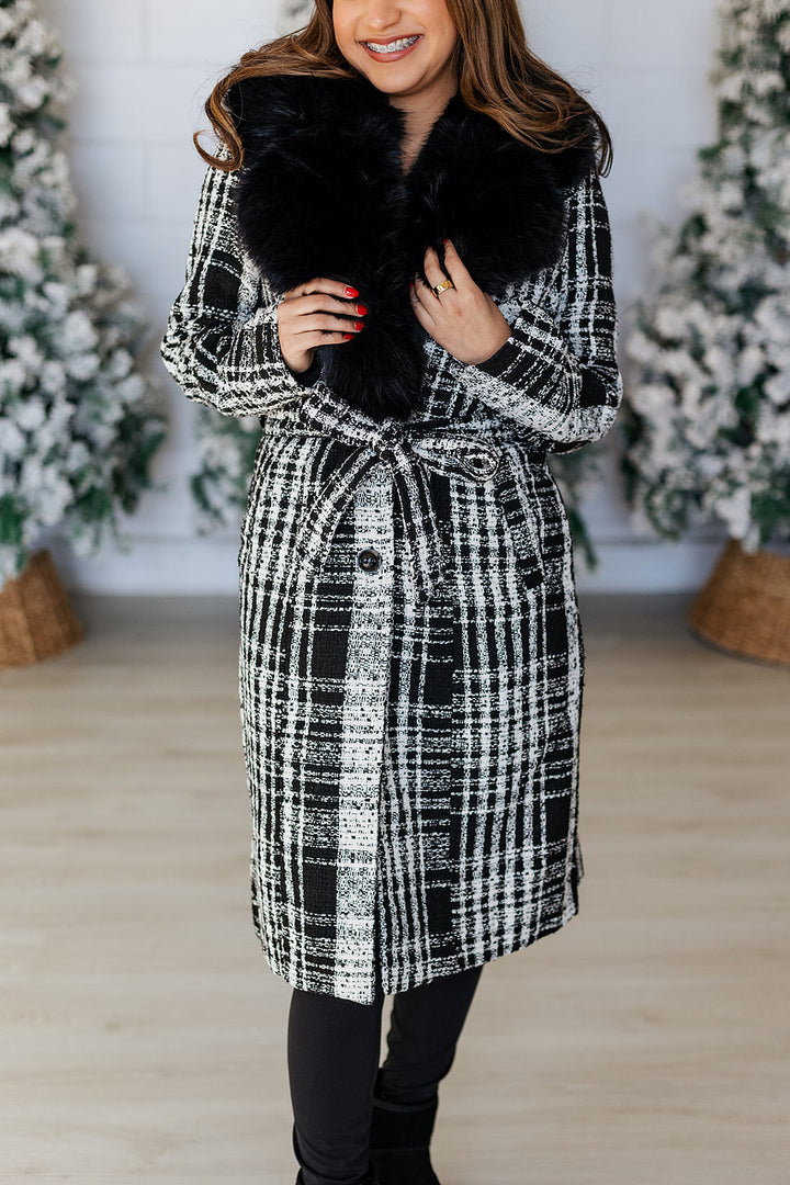 TWEED FUR COLLAR COAT