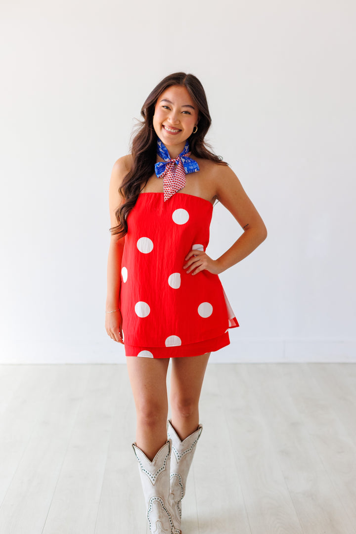 POLKA DOT SKIRT - RED