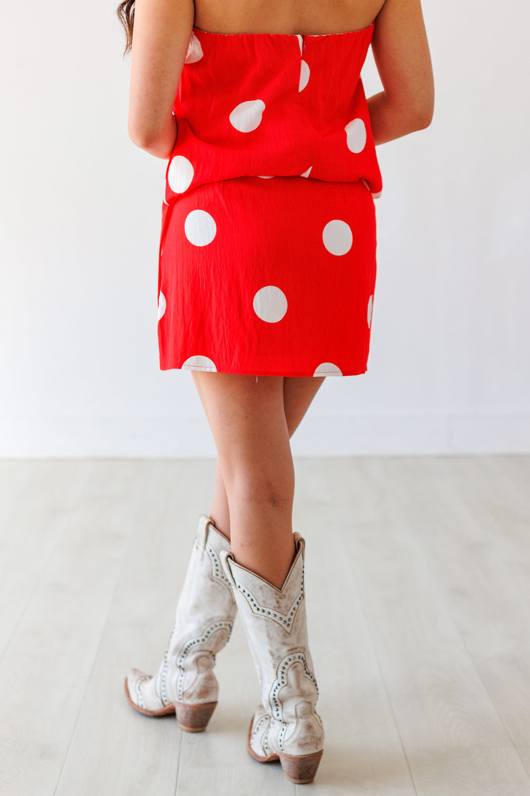POLKA DOT SILK SKIRT - RED