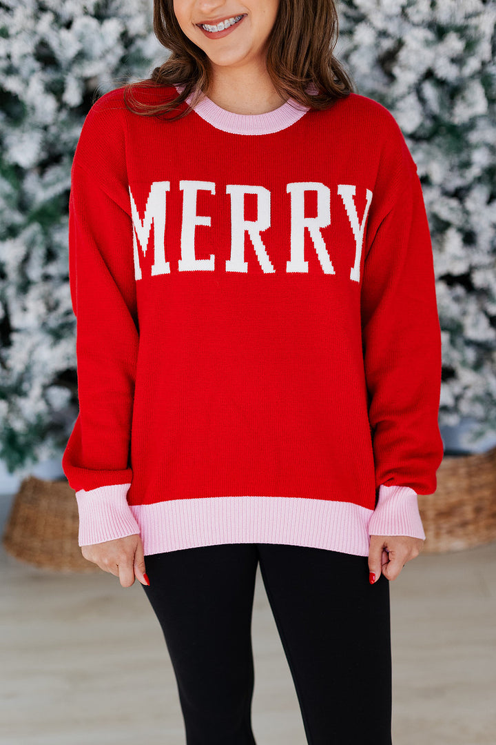 PINK & RED 2 TONE MERRY SWEATER