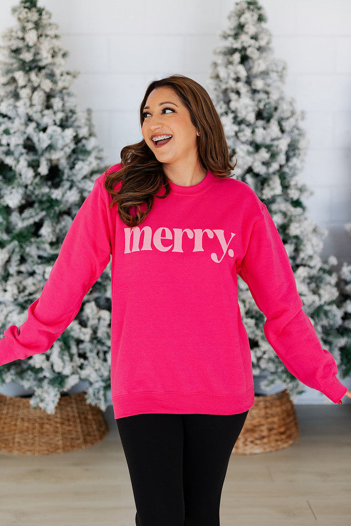 PINK MERRY PUFF LETTER SWEATSHIRT