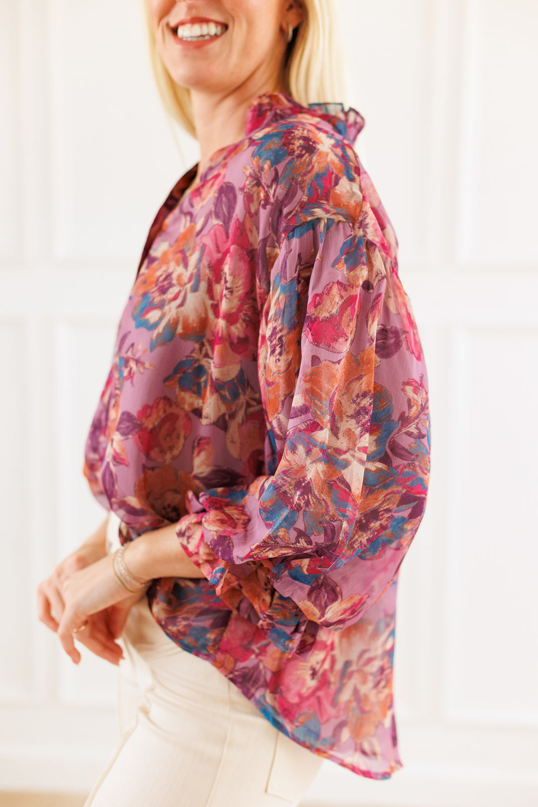 DUSTY MAUVE FLORAL PRINT BLOUSE