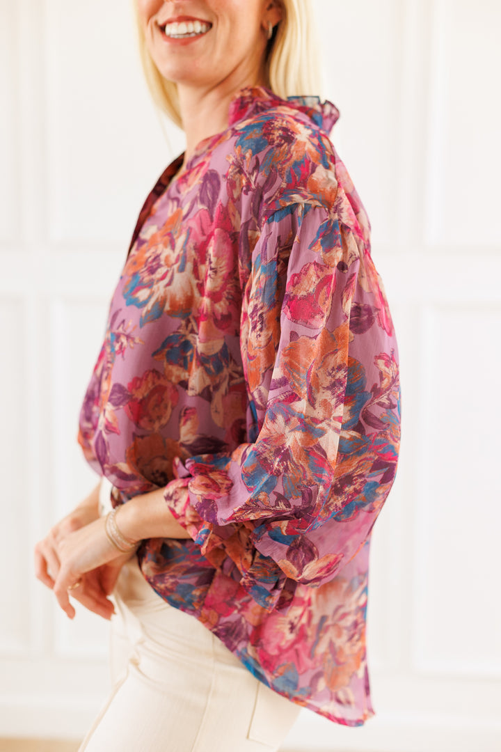 DUSTY MAUVE FLORAL PRINT BLOUSE