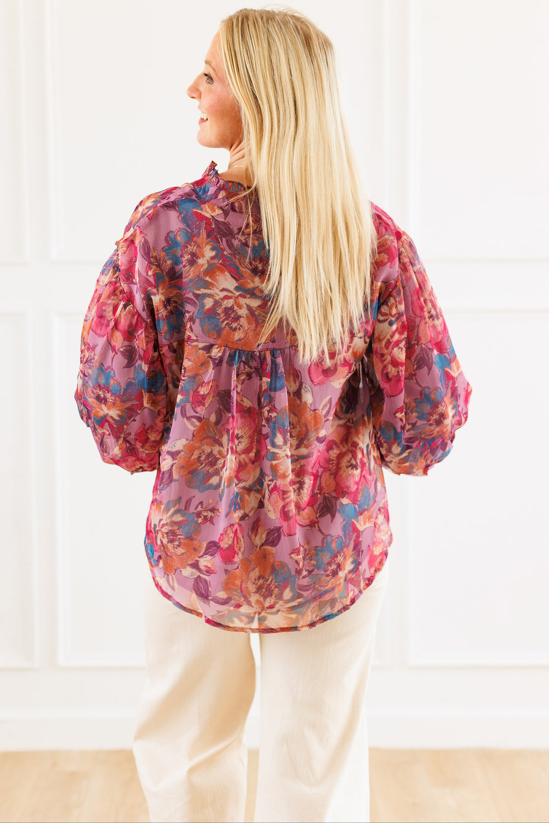 DUSTY MAUVE FLORAL PRINT BLOUSE