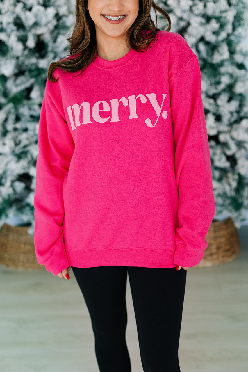 PINK MERRY PUFF LETTER SWEATSHIRT