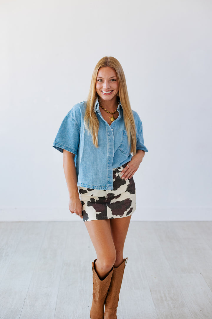 COW PRINT MINI SKIRT