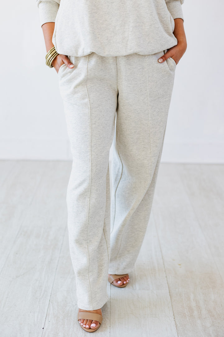 HEATHER OAT WIDE LEG SWEATPANT