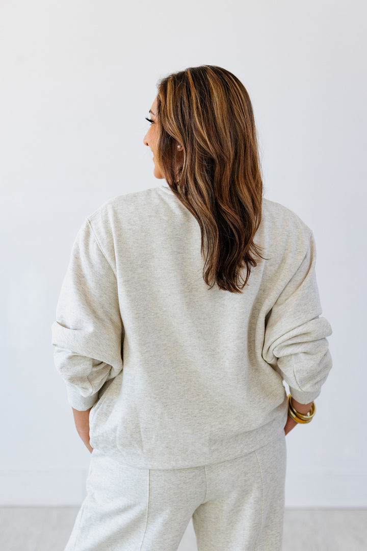 HEATHER OAT BUBBLE HEM SWEATSHIRT