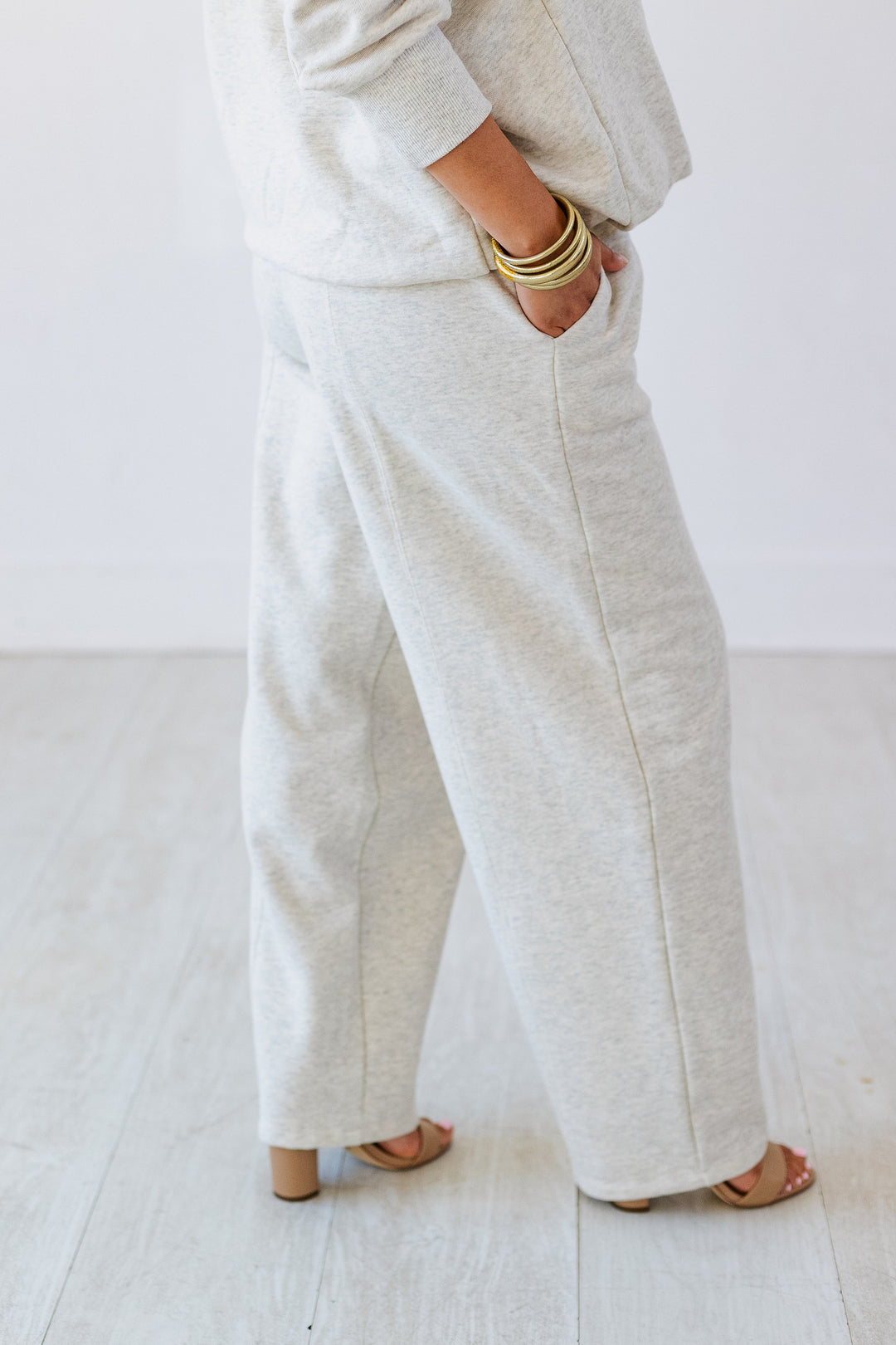 HEATHER OAT WIDE LEG SWEATPANT