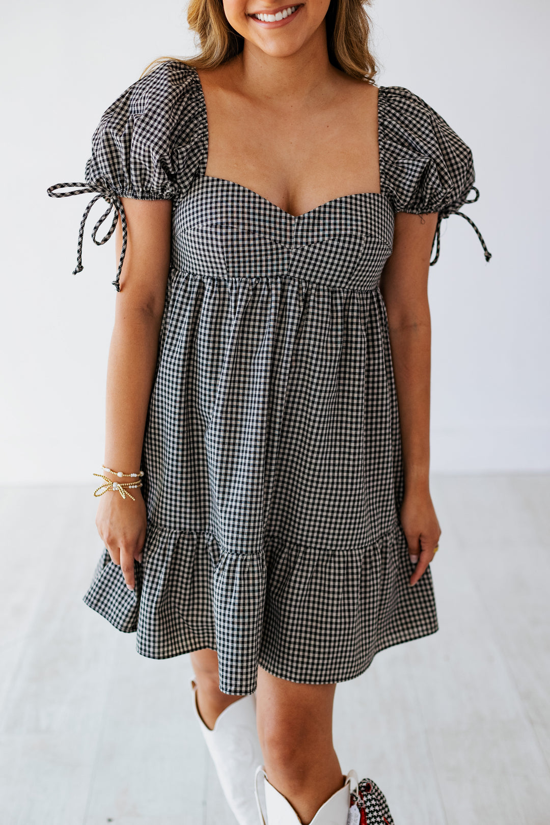 BLACK & TAUPE MINDY CHECKERED DRESS