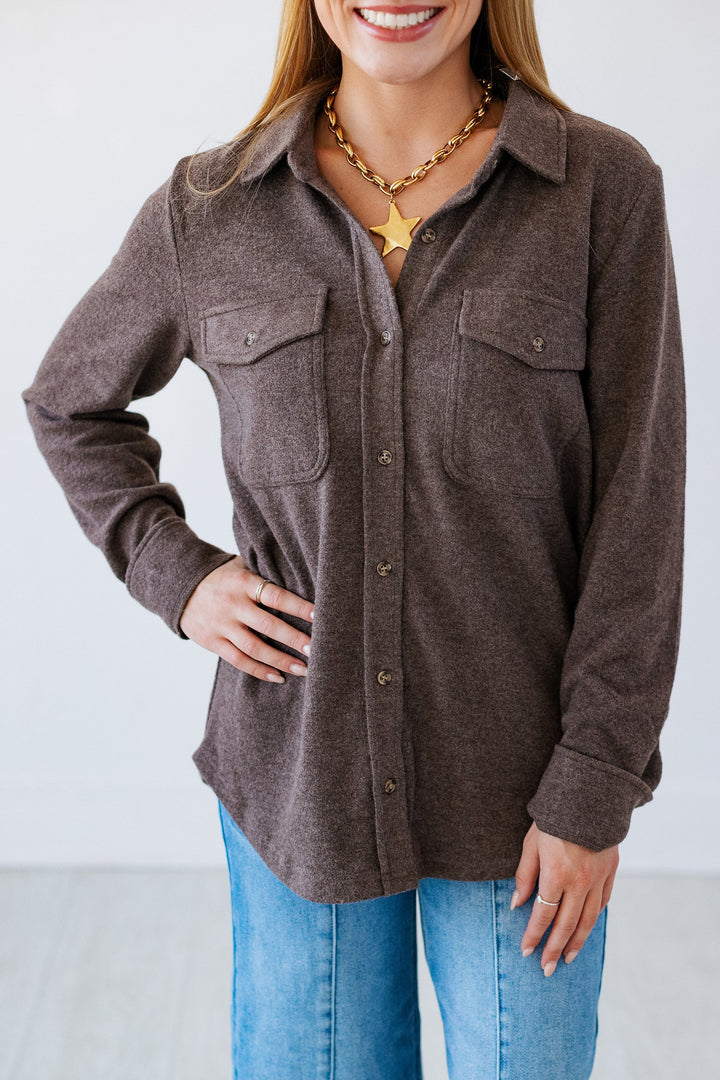 THREAD & SUPPLY: CASSIAN BUTTON UP SHIRT - BROWN