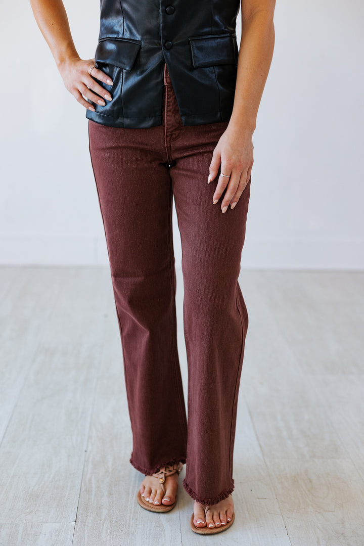 RISEN: LUREX CHOCOLATE MIDRISE ANKLE JEAN
